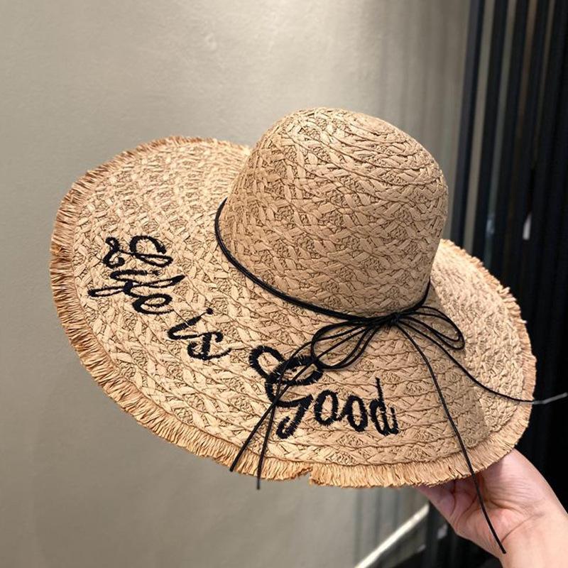 Seaside Beach Hat Lace Straw Hat Children Summer Visor Breathable Sunscreen Bucket Hat Vacation Style Straw Hat