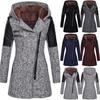 Autumn Winter Hooded Waistline Slim-fit Coat Women Casual Coats Elegant Vintage Fashion Oversized Overcoat