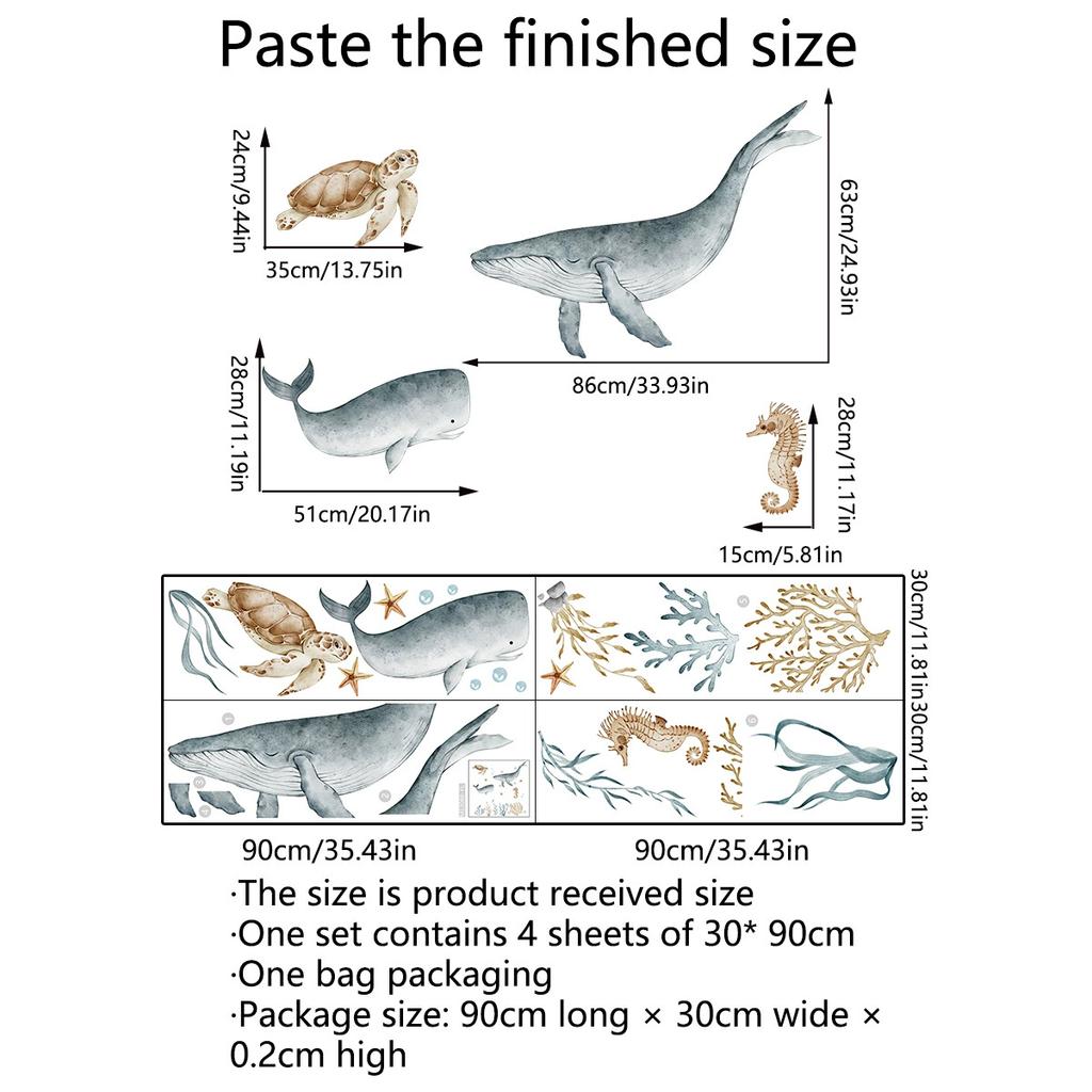 Синее море Рыба Пузырь Подводный мир Подводное животное Наклейка на стену Для детской комнаты Ванная комната Домашнее украшение фрески