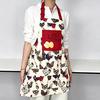 Canvas Apron with Multi-Pockets Egg Gathering Apron for Farm Home Adjustable Waist Fun Rooster Print Utility Apron for Gardening Cooking