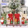 Рождественская сумка для бутылки вина с шнурком Санта-Клаус Олень Снеговик Медведь Мешковина Подарочная сумка для бутылки вина Крышка рождественского праздника Украшение бутылки вина