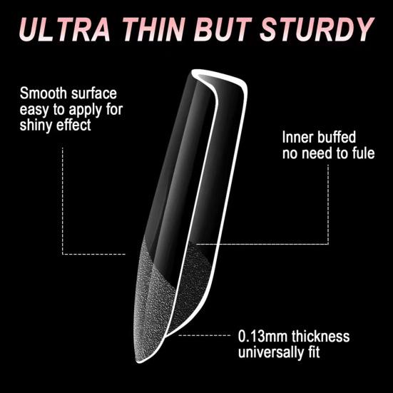 600 шт./кор. квадратные насадки для дизайна ногтей Ультратонкие прозрачные насадки для наращивания ногтей без складок с полным покрытием накладные ногти DIY маникюрные аксессуары для дома и салона
