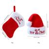Wool Ball Christmas Hat Plush Xmas Cap Christmas Holiday Gift Hat sock Set  Infant Baby