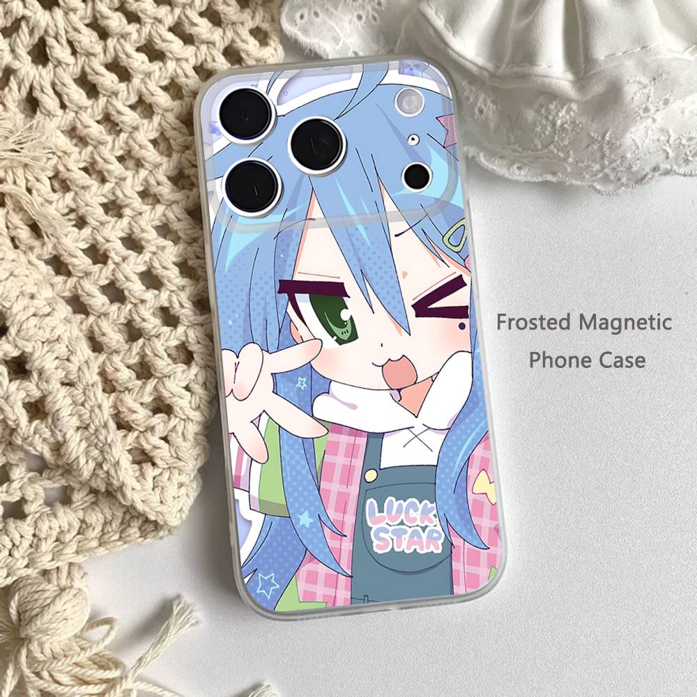 K-Konata Izumi Счастливая S-Звезда Матовый Прозрачный Магнитный Чехол для iPhone 17,16,15,14,13,12,11 Pro,Max,Plus,Mini,Air,E