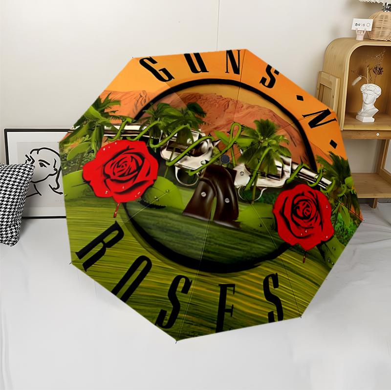 Guns N Roses (1) Прочный каркас зонта подходит для активного отдыха, пляжных путешествий, идеальный подарок на все сезоны