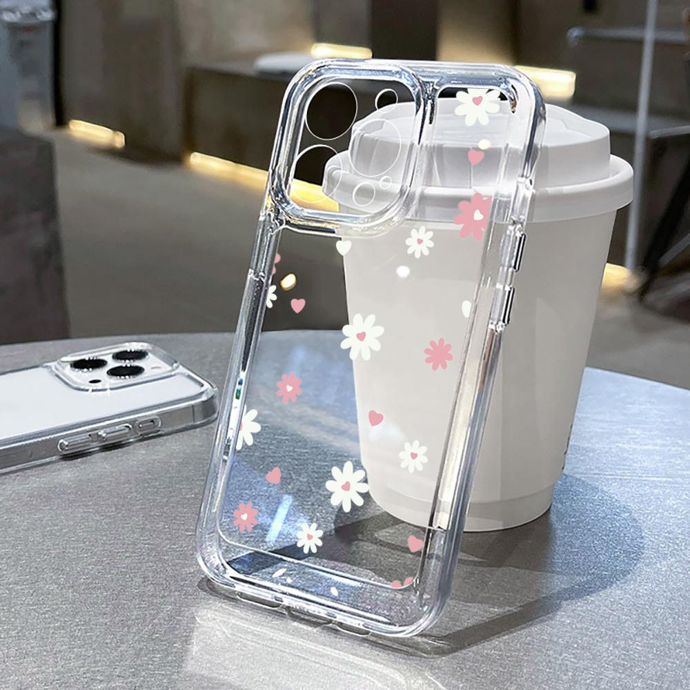 Модный Цветок Ромашка Роскошный Для Samsung Galaxy S21 S25 S24 Ultra S22 FE S23 Plus A55 A56 5G A16 A35 Прозрачный Мягкий Прозрачный Чехол