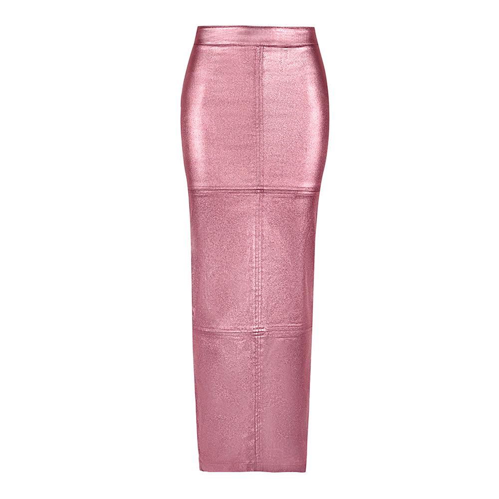 2024 Осень Slim Fit Прошитая PU Кожаная Юбка С Разрезом