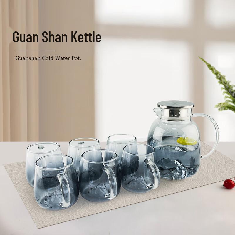 Grey Gradient Glass Cold Water Pitcher with Infuser