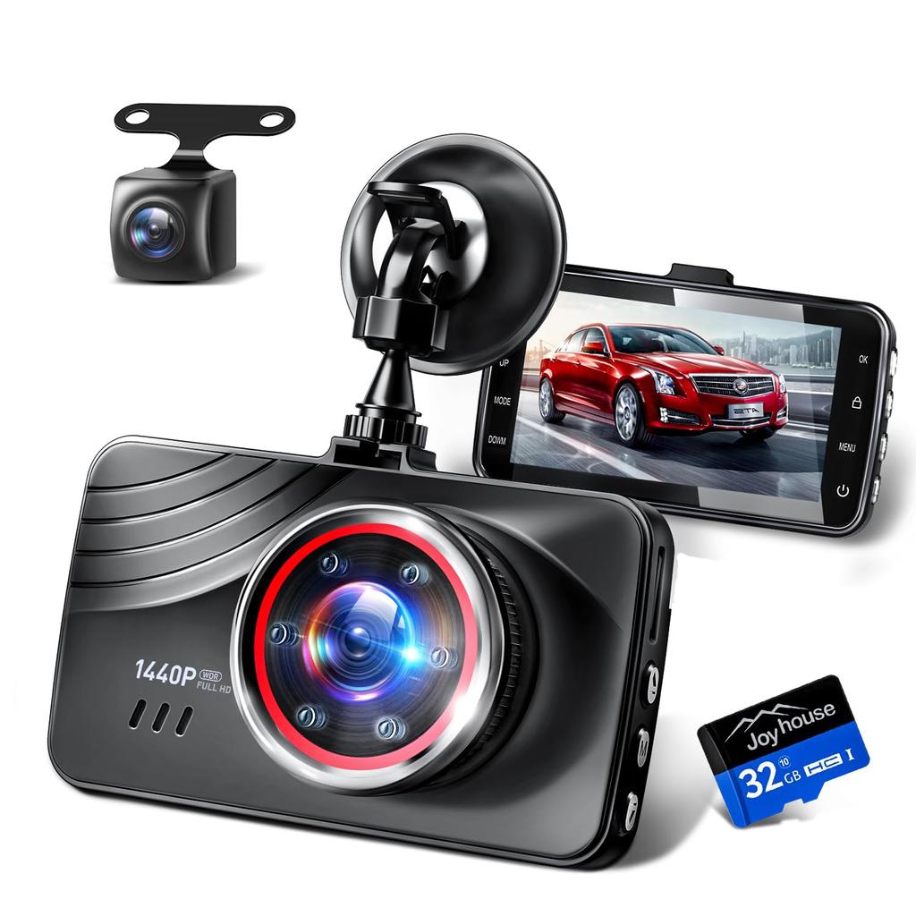 Drive Front and Rear 1440P Full HD Image Infrared Night Vision 170 Degree Small Drive Recorder with 32GB Compatible with Nationwide LED Traffic Lights