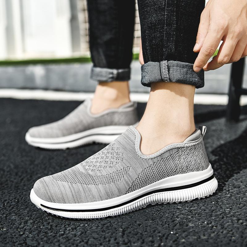 Легкие мужские туфли большого размера, летние, Flyknit, дышащие, повседневные, носки, подошва MD, мужские кроссовки