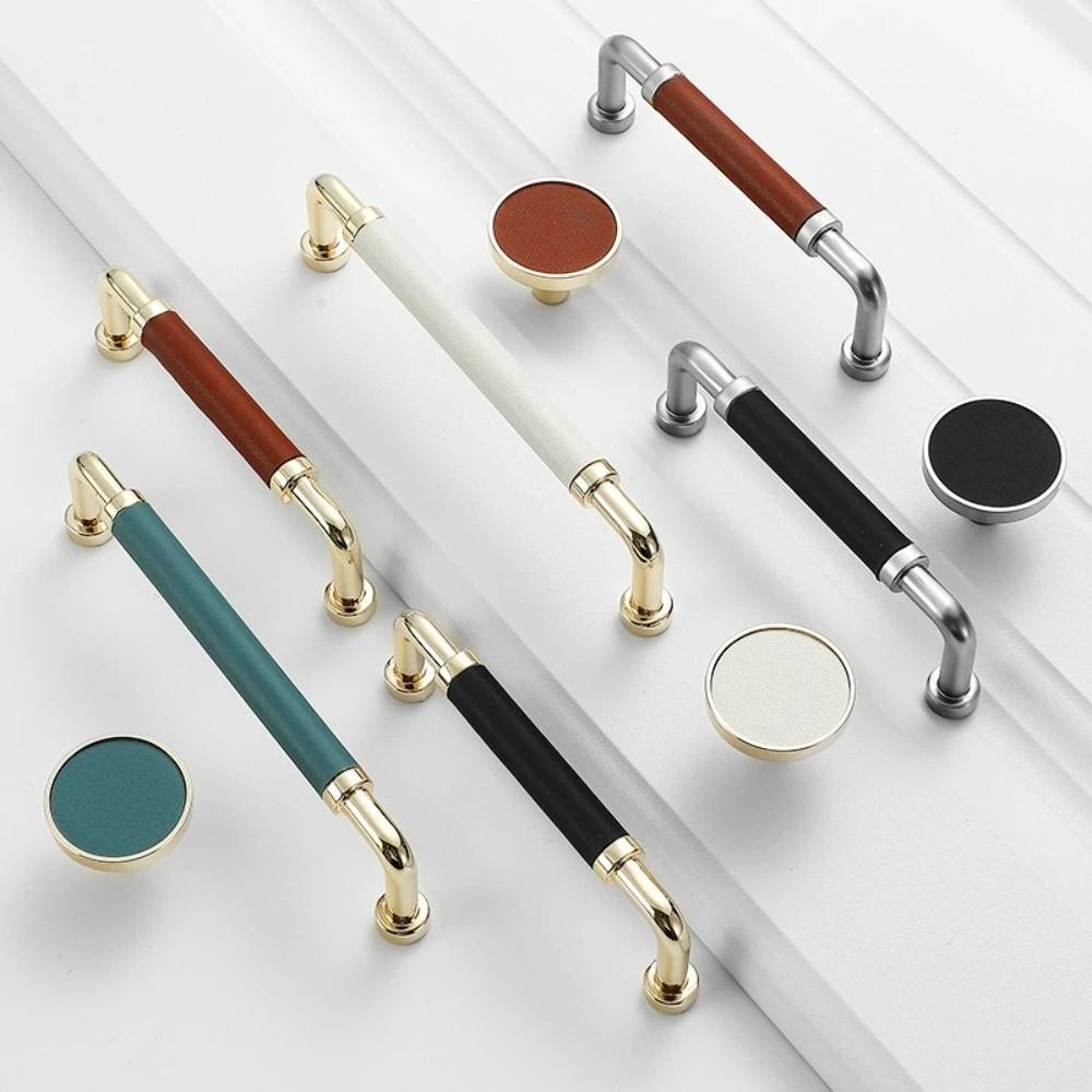 Handmade Wardrobe Door Handles Nordic Cabinet Drawer Knobs Leather Hardware Handle Multipurpose