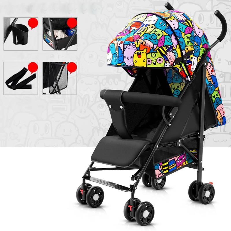 Portable Baby Stroller Sit Or Lie Down Folding Pushchair Backrest Adjustable