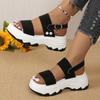 Summer New Large-size Foreign Trade Women's Shoes Wide-sided with Sweet Wind Thick-soled Wedge Sandals Women