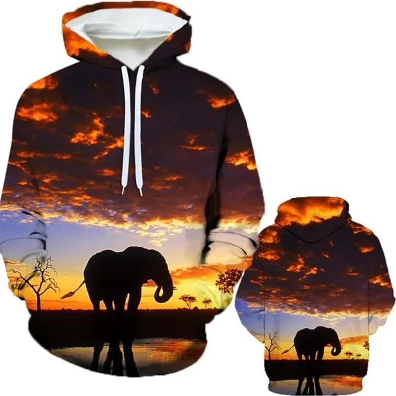 Персонализированная мода, животное, картина маслом, слон, 3D-печать, мужские зимние повседневные толстовки с капюшоном, Harajuku Fun, унисекс-топы