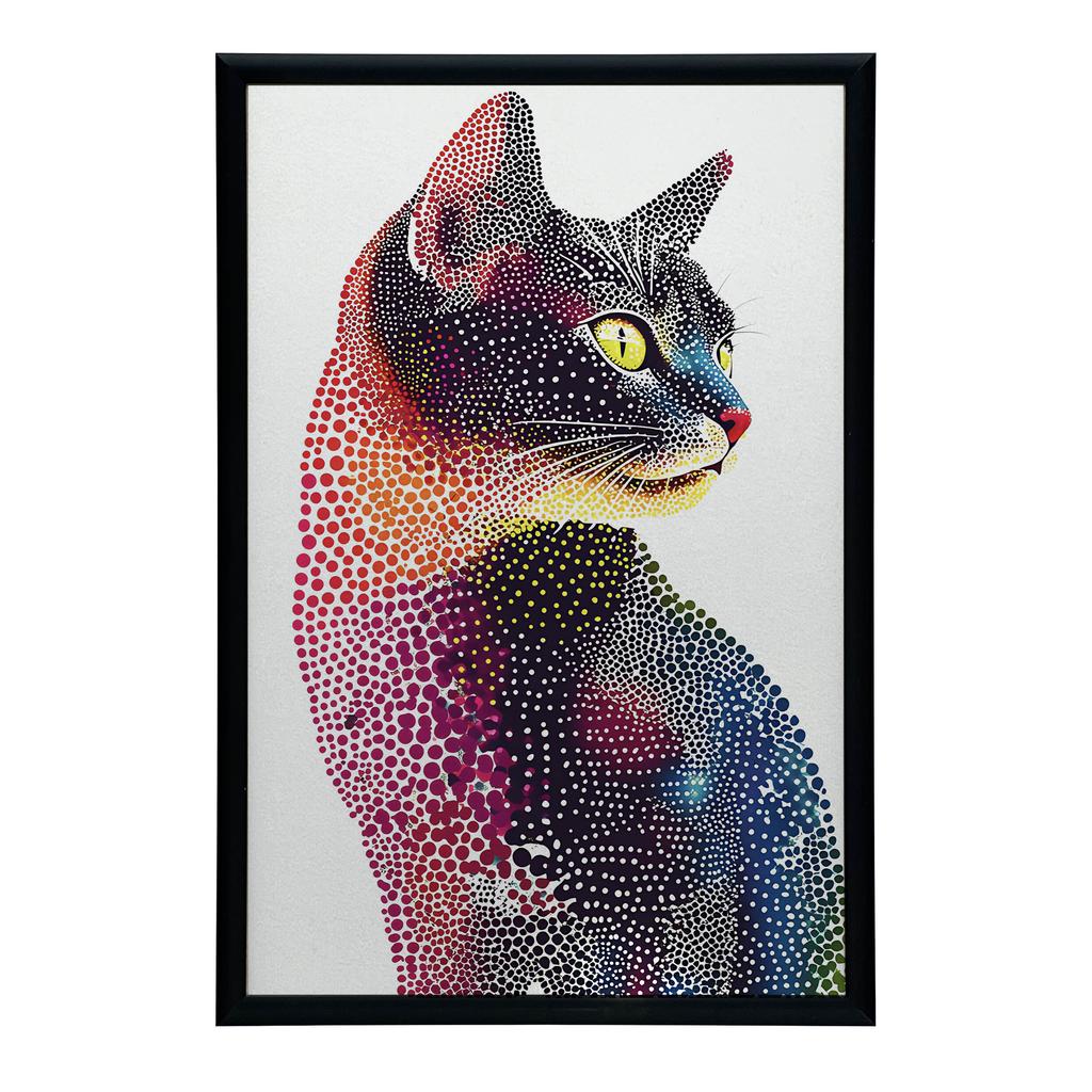 Plakat Kot W Kolorowej Mozaice Plakat Kot W Kolorowej Mozaice, 40X50 Cm, Rama Aluminiowa Czarna, Papier Matowy 230 Gsm