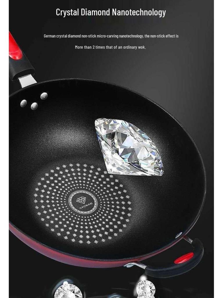 Непригораемый вок из немецкого хрусталя: Сковорода вок с плоским дном без дыма для индукционных и газовых плит.