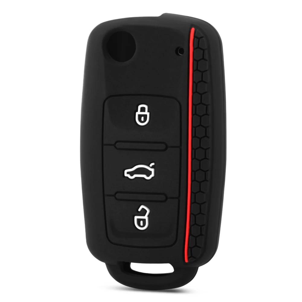 Силиконовый чехол-брелок для ключа автомобиля для Volkswagen Sagitar/Polo/Golf/Bora/Tiguan/Touareg/Phaeton/Seat/Skoda