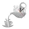 Teapot Shape Wall  Clock Modern Kitchen Home Decor Wall Sticker Hollow Digital Clock Watch Home Clock