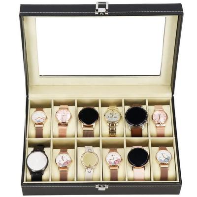 Coffret montres en cuir - SPRINGOS - Pour 12 montres - Similicuir - Noir - Велюр