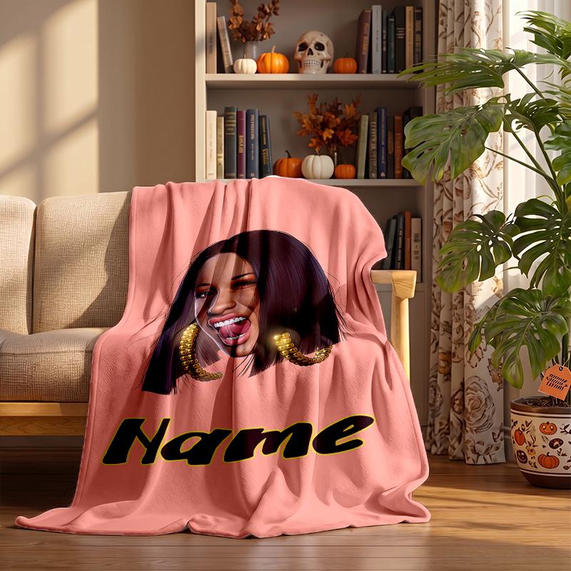 CARDI B Custom Flannel Blankets Soft Warm Cozy Throws for Home Decor Holiday Gifts