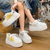 Little White Shoes Women's 2025 Summer New Thick-soled Hollow Shoes Small Man Height Increase Mesh Breathable Casual Versatile Board Shoes