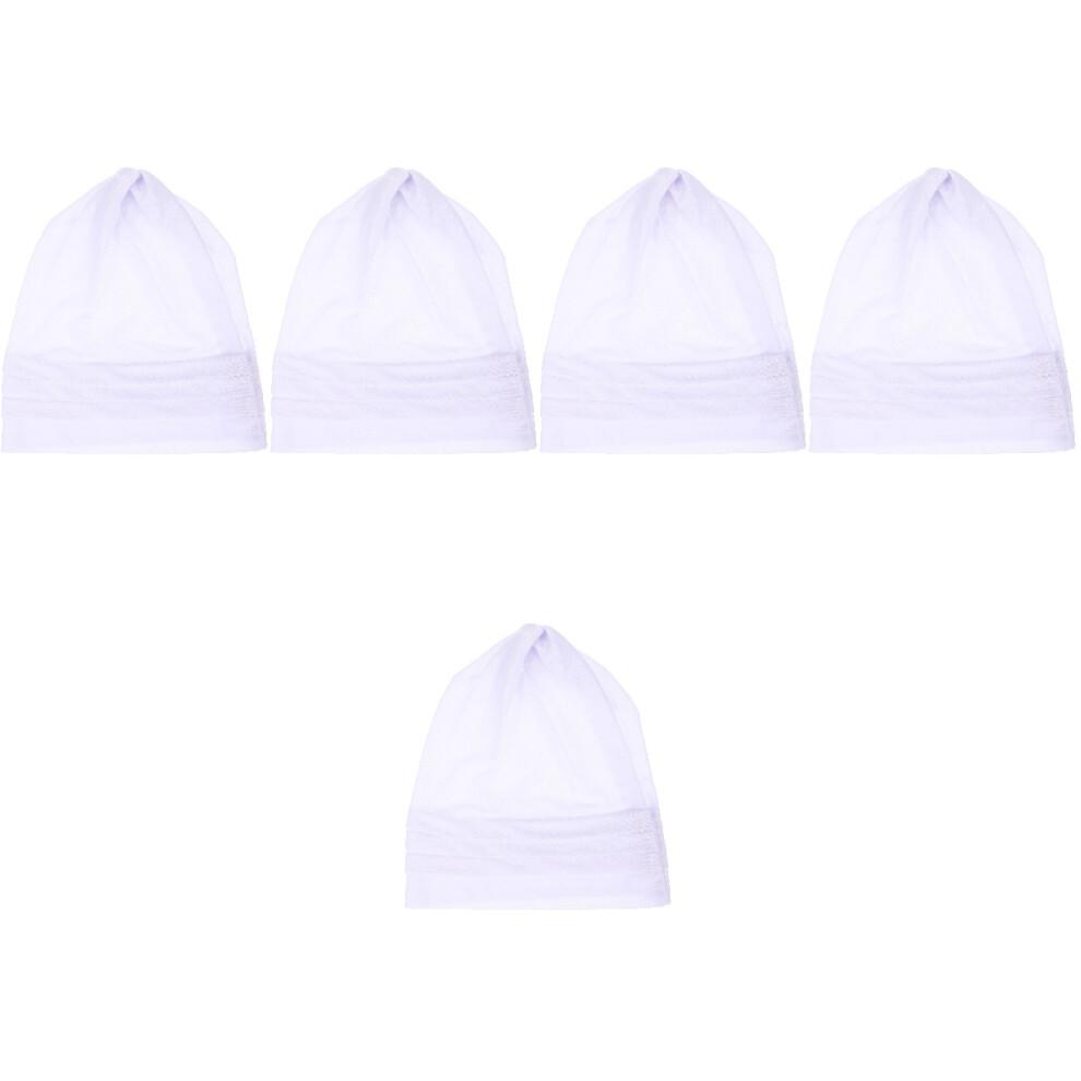 5Stk Atmungsaktive Baumwoll Schlafhaube Weiß Komfort Bonnet Für Damen