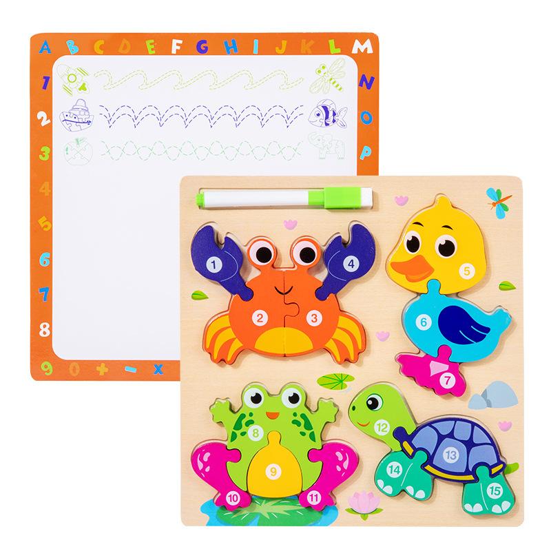 Children'S Early Education Puzzle Two-In-One Character Puzzle Drawing Board Exercise Hand-Eye Coordination Role Cognitive Toy