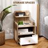 Multi-Storage Bedside Table - White/Wood-Effect