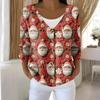 Women's Fashion Long Sleeve Christmas Snowman Snowflake Print Jacket Cardigan