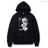 Japanese Letter Dragon Graphic Men Hoodies Manga Dragon Printed Sweatshirts Men Women Long Sleeves Casual Street Hoody