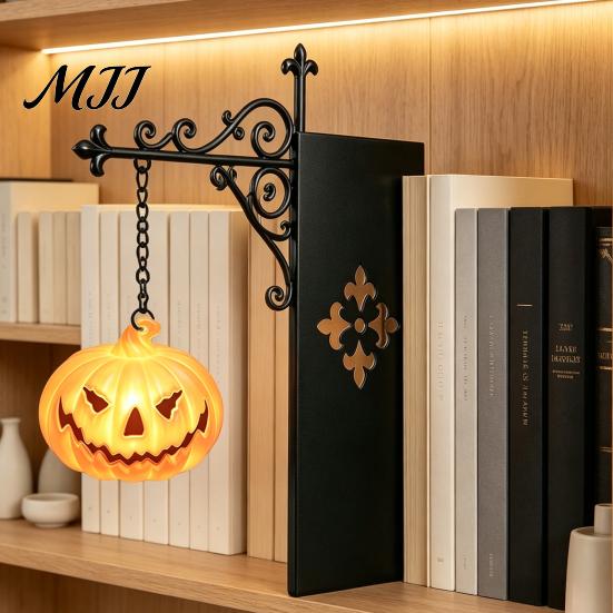 Декоративный книжный уголок со светом, Светодиодный светильник для книжной полки на Хэллоуин, Винтажная металлическая полка-лампа, Питание от батарей, Миниатюрная люстра для книжного шкафа, Теплый светодиодный ночник