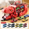 1 Set Kids Dinosaur Carrier Truck Toy with 12 Alloy Die-Cast Cars