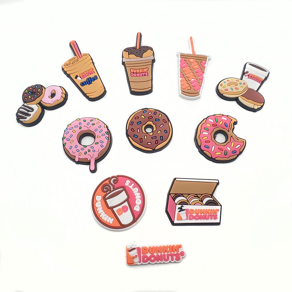 DUNKIN DONUTS Шармы для обуви со вкусом молочного чая и пончика - Милые Цветочные Мягкие Резиновые Декоративные Пряжки