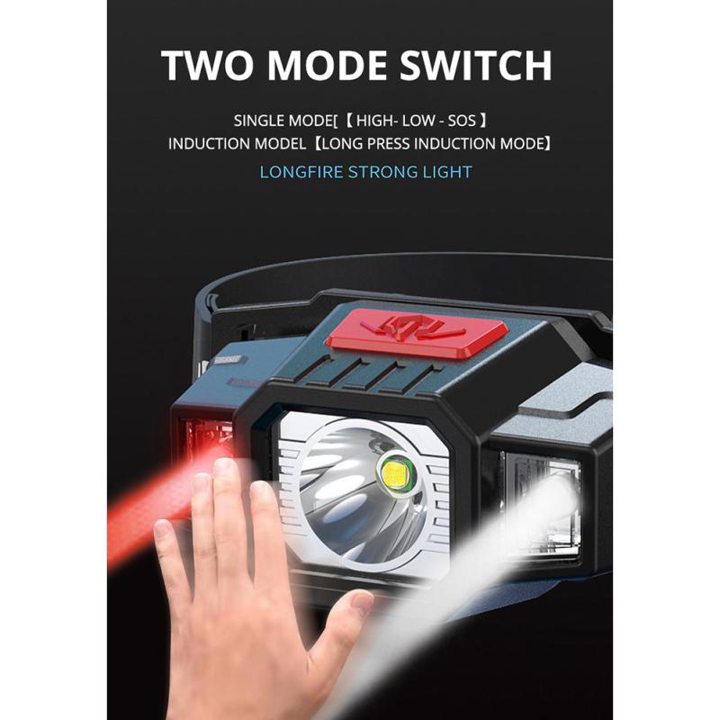 Светодиодный налобный фонарь на открытом воздухе портативный легкий индукционный фонарик на голову для изучения бега