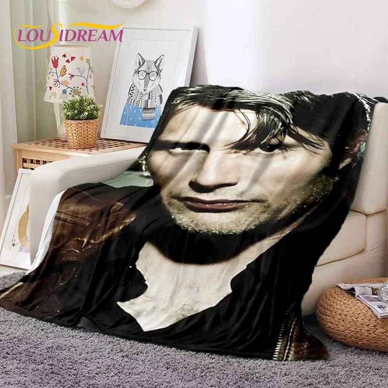 Мягкое фланелевое одеяло Mads Mikkelsen 3D Actor Star для кроватей, диванов, пикников, плед для отдыха на свежем воздухе, подарок