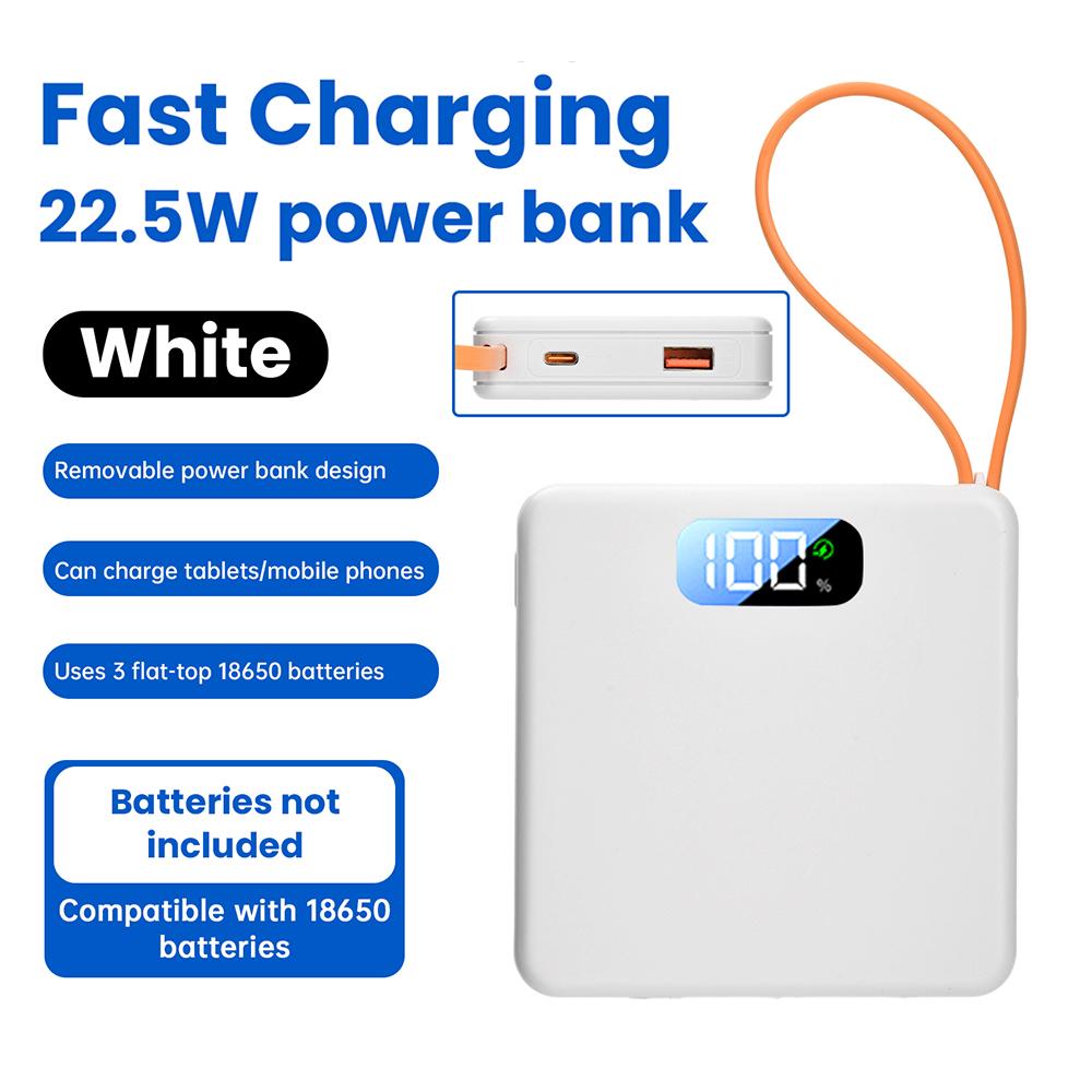 Набор для сборки Power Bank 10 Вт 22,5 В Быстрая зарядка, Конструкция без пайки с корпусом на 3 аккумулятора 18650, Портативный корпус блока питания
