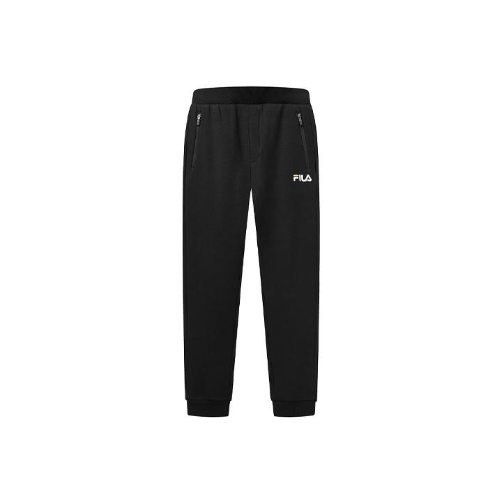 Fila Вязаные спортивные штаны для джоггеров с эластичными манжетами, зауженные мужские брюки со средней посадкой, черные F11M018613F-BK