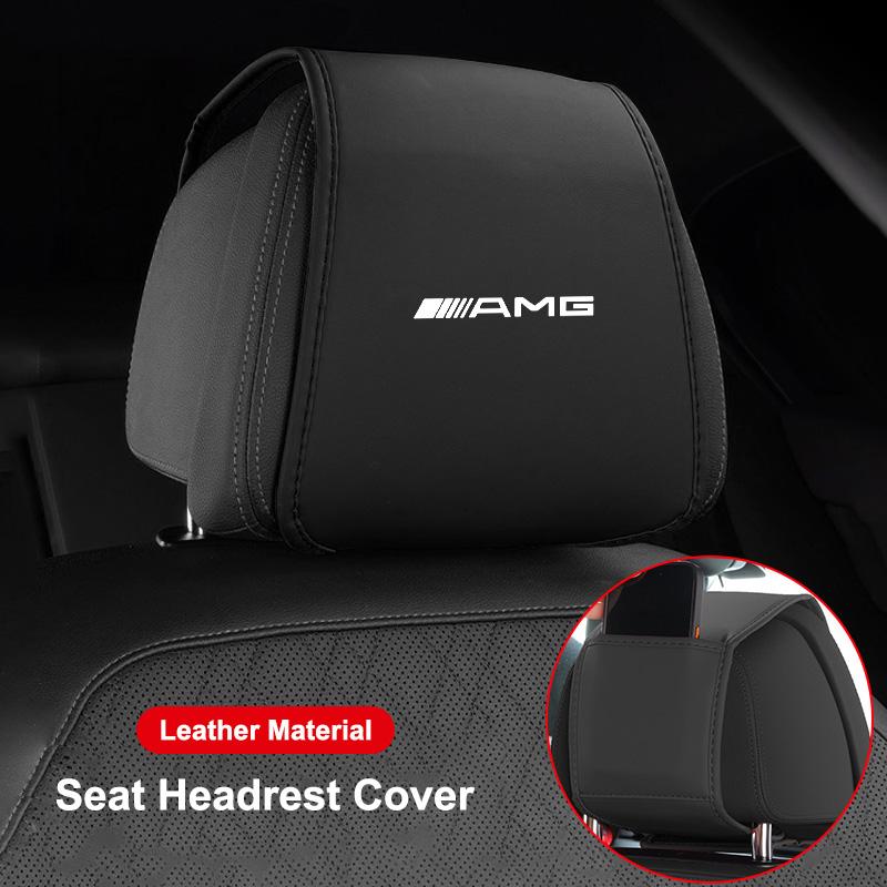 Leather Car Seat Headrest Protective Cover Accessories For Mercedes Benz AMG E S C A B Class GLE GLS CLS GLC CLA GLA GLK W211 BM1