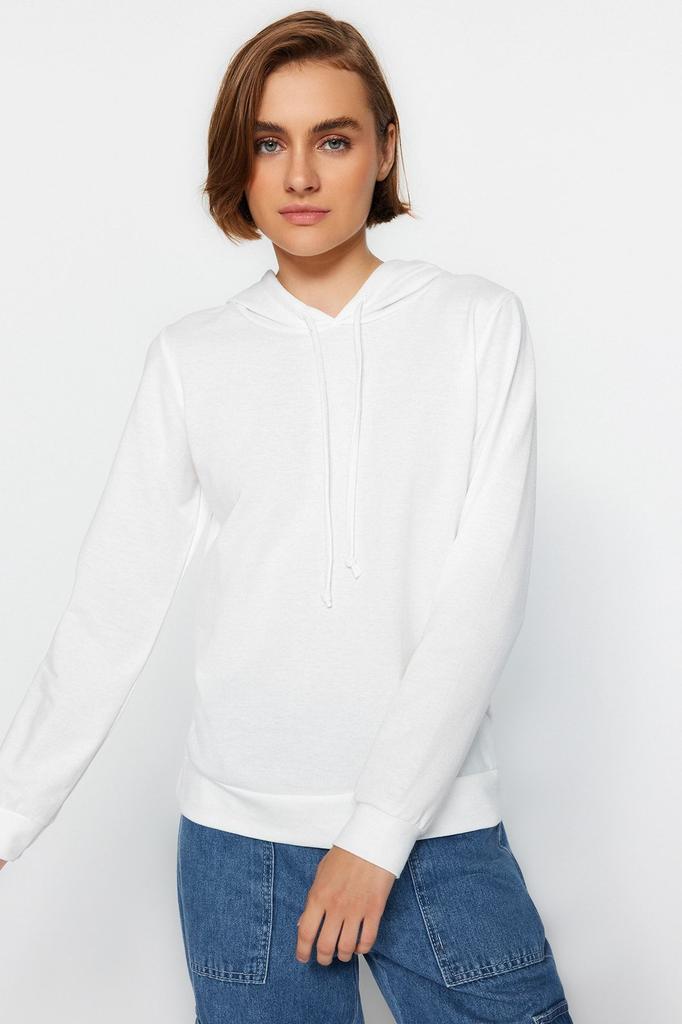 Женская модная стильная толстовка черная, стандартная, стандартная посадка, базовая тонкая вязаная толстовка с капюшоном