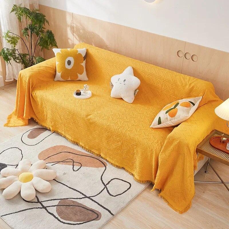 Покрывало для дивана Nordic Double Mat Ins Minimalist Anti Slip Solid Color Sofa Towel Двустороннее всесезонное покрывало для дивана