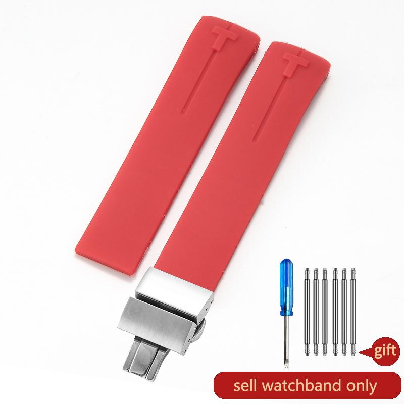 Нескользящий Высокоэластичный для Tissot T-Touch 21 20 мм Черно-Оранжевый T047 T013 T33 Специальный Интерфейс Антивозрастной Силиконовый Ремешок для Часов