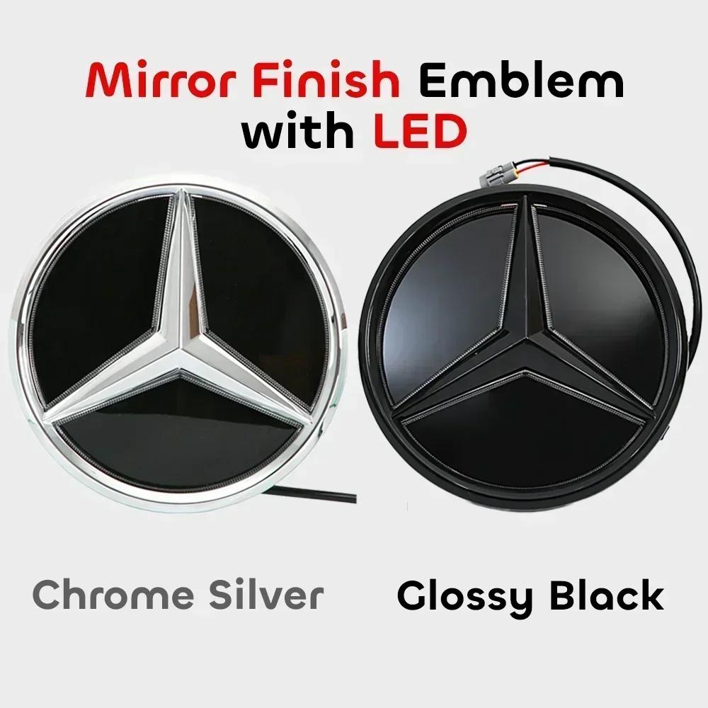 New C200 E200 For Mercedes Benz Chrome Silver Black Front Grille Star Badge Emblem OE Style Flat Surface For Mercedes Benz GLC-