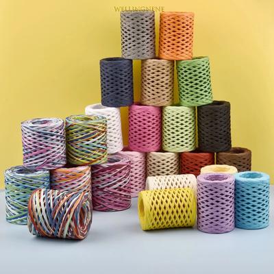 200м Рафия Пряжа для Ручного Вязания DIY Вязание Крючком Бумажная Пряжа Упаковочная Лента для Выпечки Вязание Крючком Летняя Шляпа Сумки