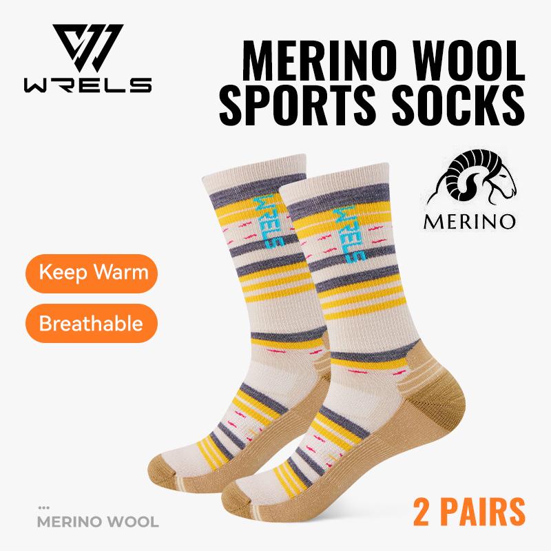 WRELS 1/2/3pairs Merino Wool Socks Moisture Wicking Warm Thermal Hiking Socks Breathable Cushion Hiking Running Compression Sock
