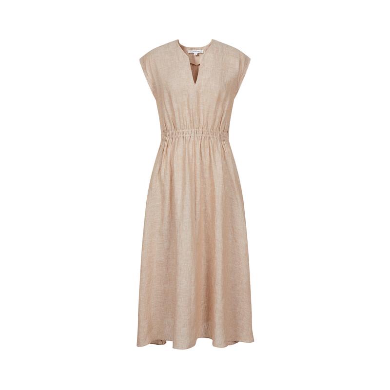 Jiu Zi Anna Kou Wabi-Sabi Loose Linen V-Neck Dress