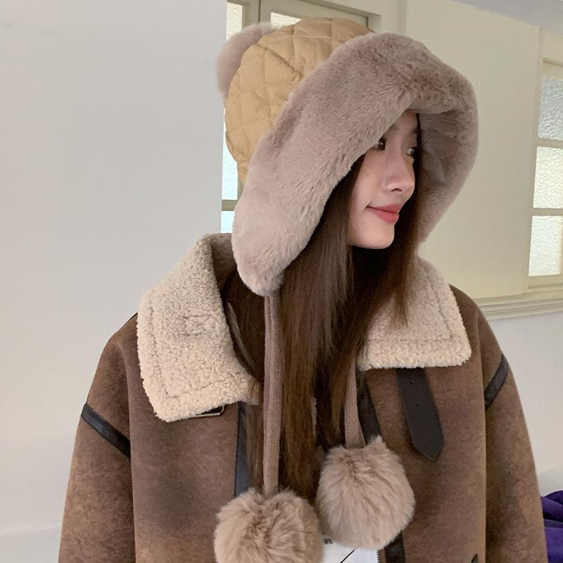 Женская зимняя ветрозащитная и теплая шапка-пуловер с защитой ушей, флисовая утолщенная велосипедная ветрозащитная снежная шапка