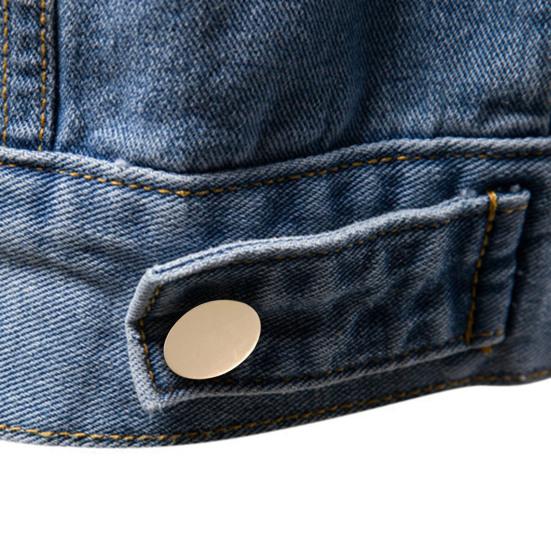 Solid Color Slim Fit Cotton Lapel Single Breasted Men Spring Denim Jacket Fashion Motorcycle Casual Jeans Coat Outerwear