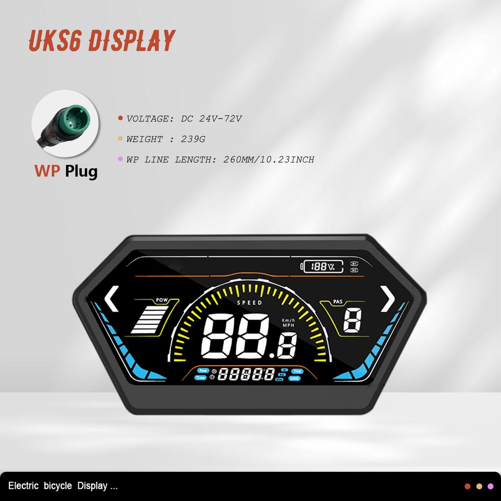 Дисплей для электровелосипеда UKS6 с протоколом связи UART2 LCD-метр для электросамоката Цветной экран для комплекта переоборудования электровелосипеда