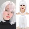 MERISIHAIR Короткие черные синтетические парики Боб с челкой Коричневый платиновый парик для женщин Лолита Вечеринка Косплей Ежедневное использование Натуральный парик Боб