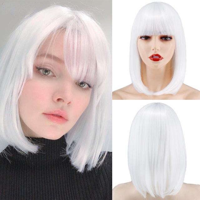 MERISIHAIR Короткие черные синтетические парики Боб с челкой Коричневый платиновый парик для женщин Лолита Вечеринка Косплей Ежедневное использование Натуральный парик Боб